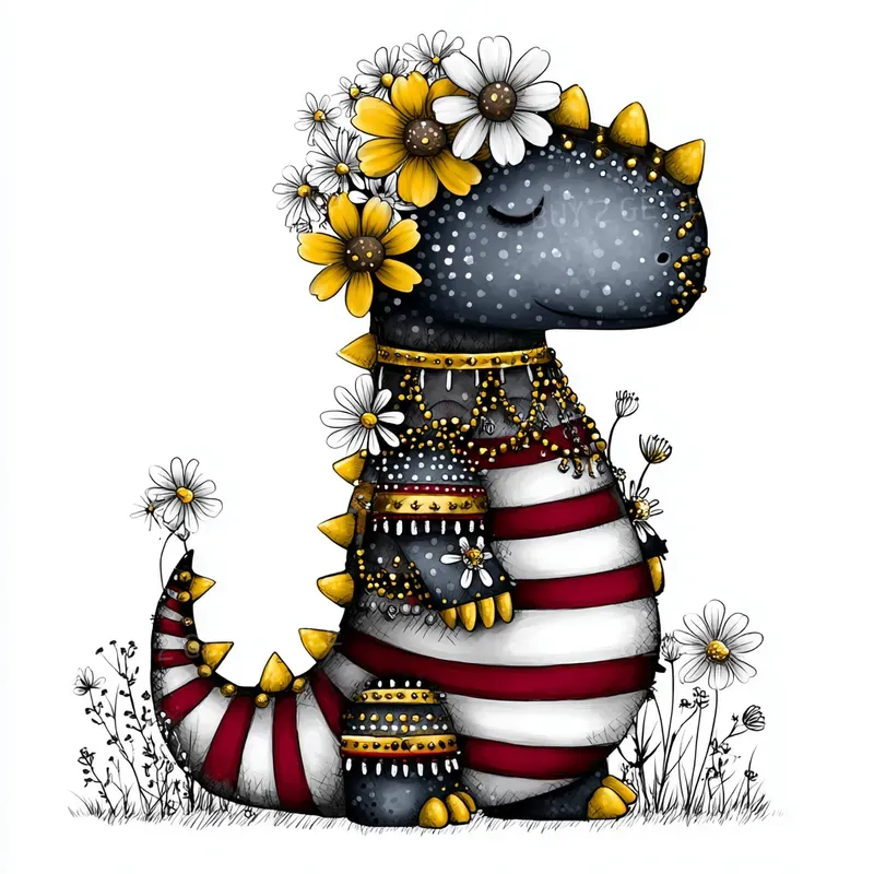 Daisy And Gold Whimsical Striped Animals