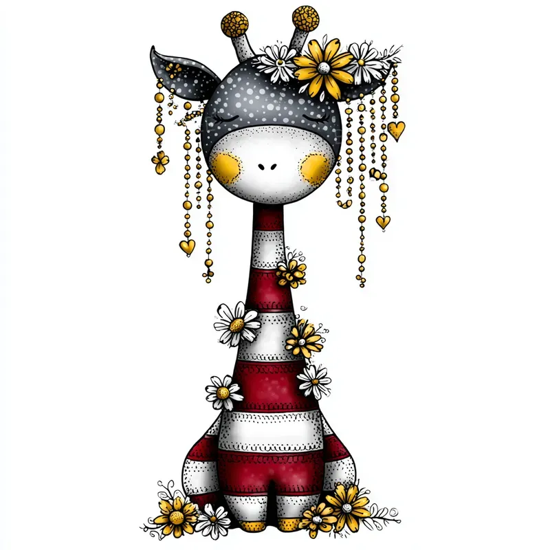Daisy And Gold Whimsical Striped Animals