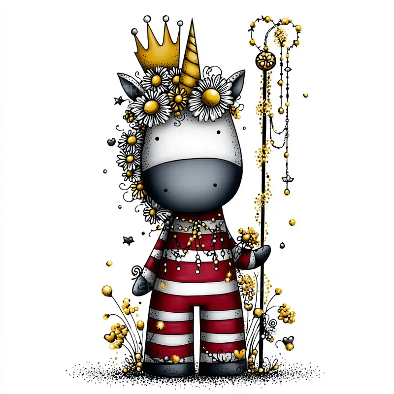 Daisy And Gold Whimsical Striped Animals