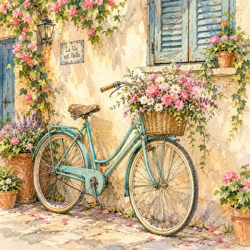 Watercolor Coastal Garden Scenes