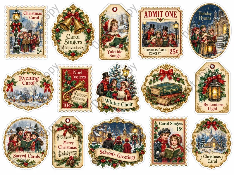 Victorian Christmas Journal Stickers