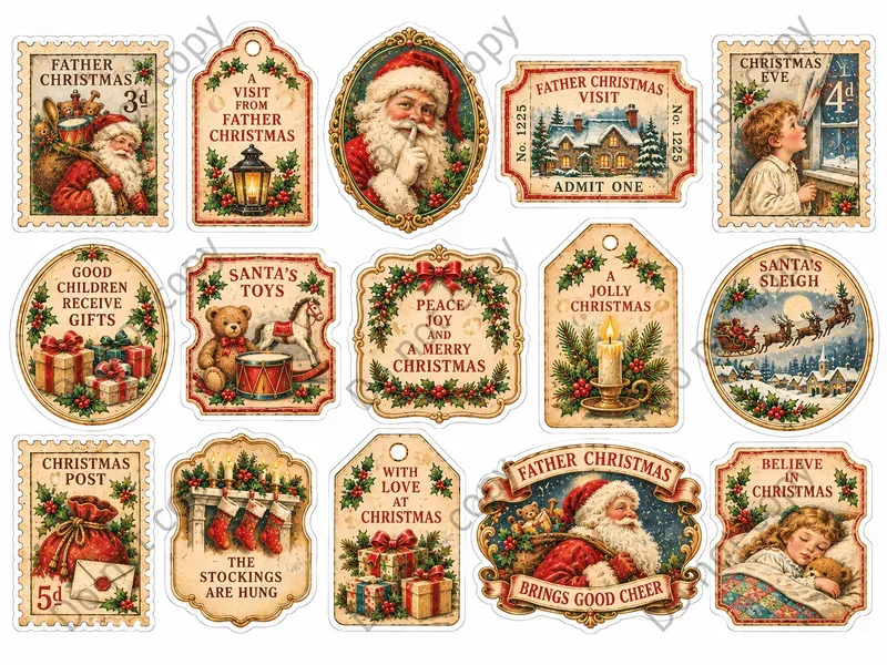 Victorian Christmas Journal Stickers