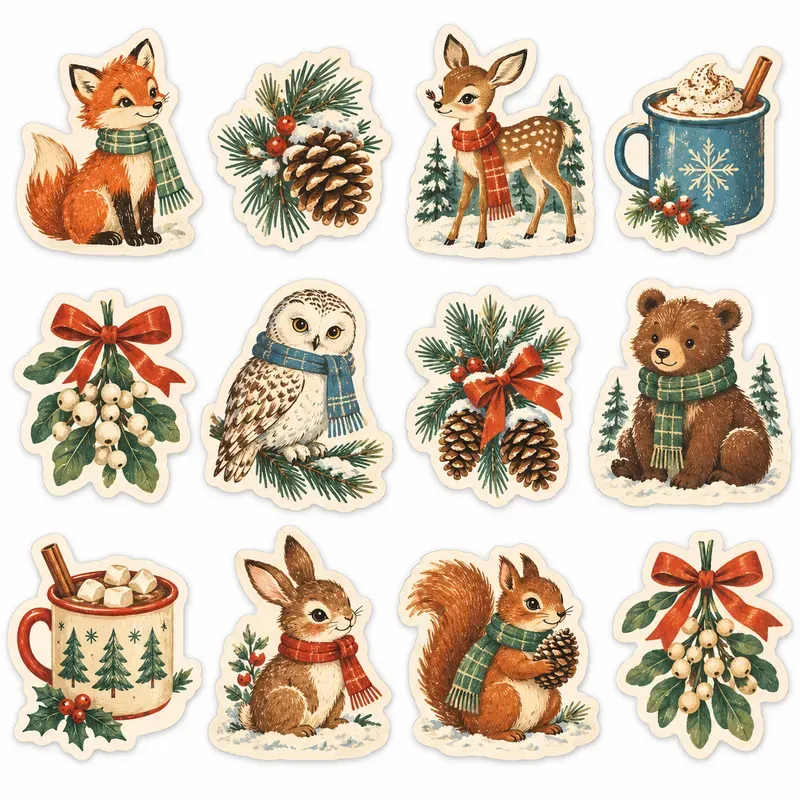 Vintage Christmas Sticker Sheets