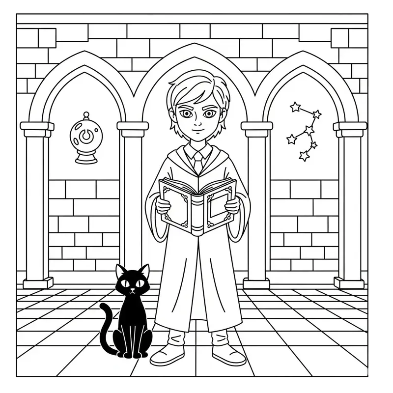 Wizard Selfinsert Monoline Coloring