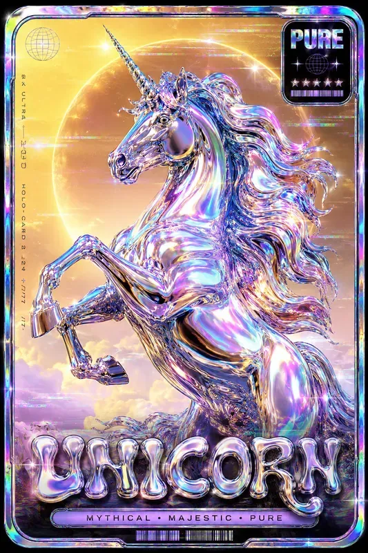 Holographic Y2k Chrome Trading Cards