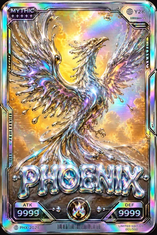 Holographic Y2k Chrome Trading Cards