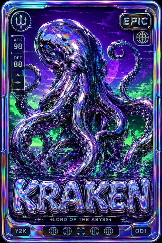 Holographic Y2k Chrome Trading Cards