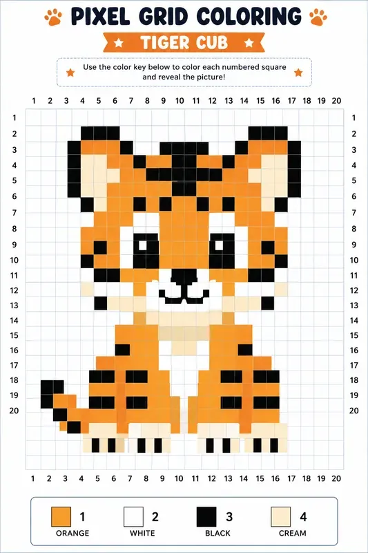 Pixel Animal Coloring Grid Packs