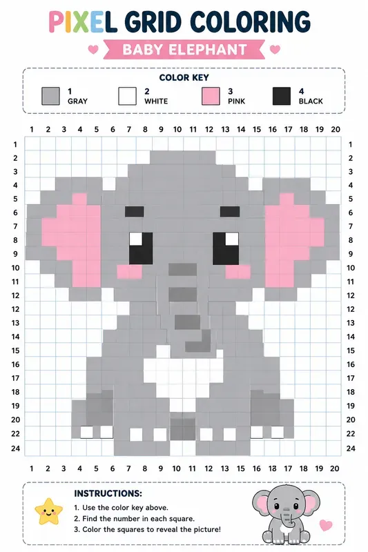 Pixel Animal Coloring Grid Packs