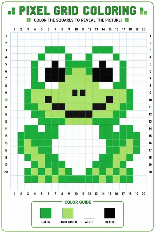 Pixel Animal Coloring Grid Packs