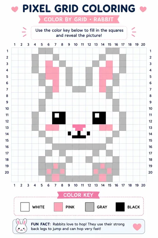Pixel Animal Coloring Grid Packs
