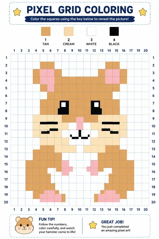 Pixel Animal Coloring Grid Packs