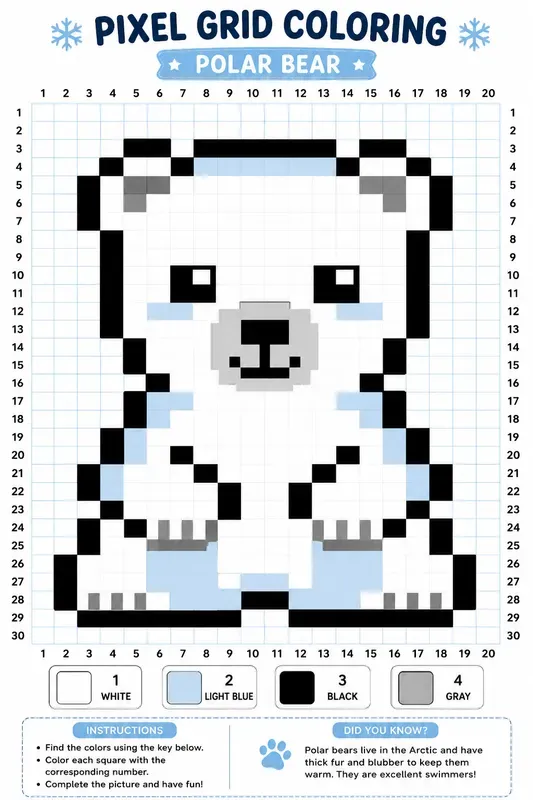 Pixel Animal Coloring Grid Packs