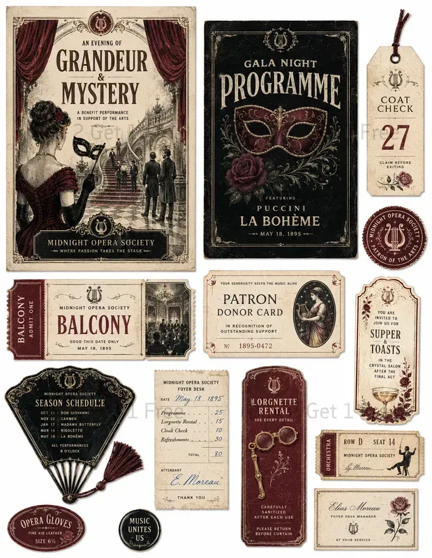 Themed Vintage Commercial Ephemera Sheets