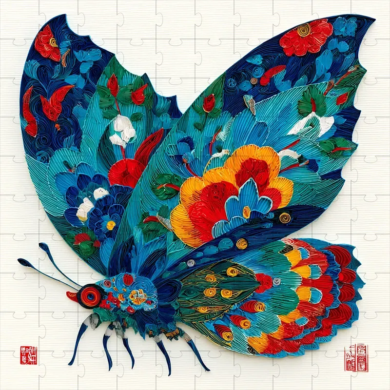 Folk Papercut Quilled Lotus Art