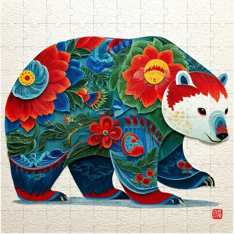 Folk Papercut Quilled Lotus Art
