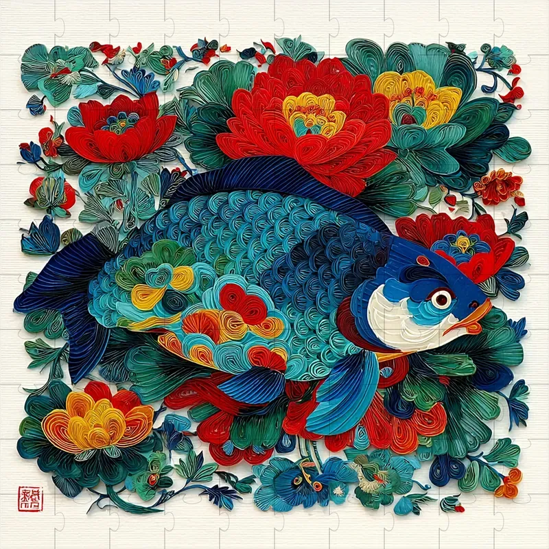 Folk Papercut Quilled Lotus Art