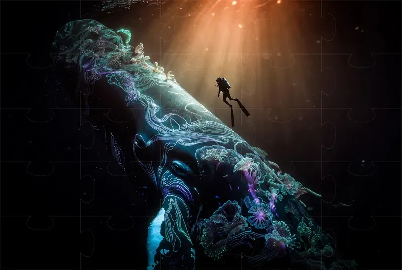 Underwater Bioluminescent Hyperrealism