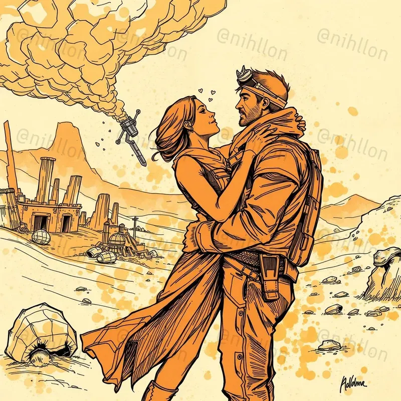 Dystopian Love Handdrawn Art