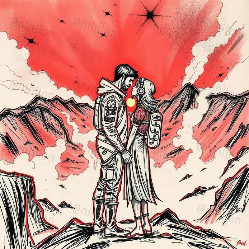 Dystopian Love Handdrawn Art
