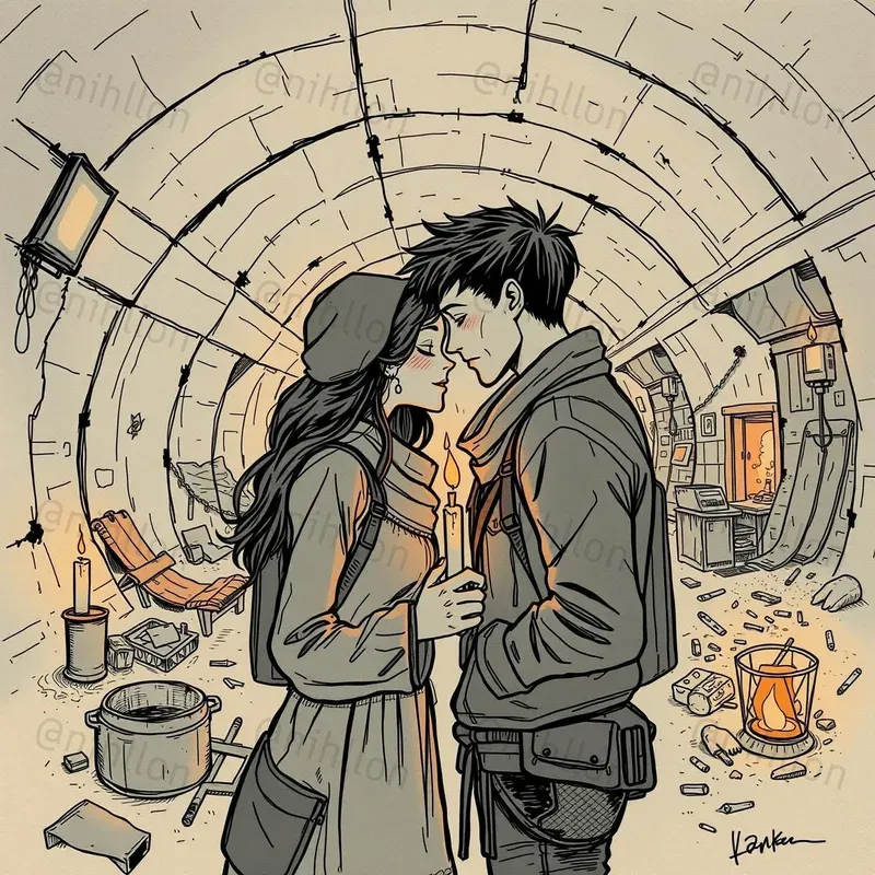 Dystopian Love Handdrawn Art