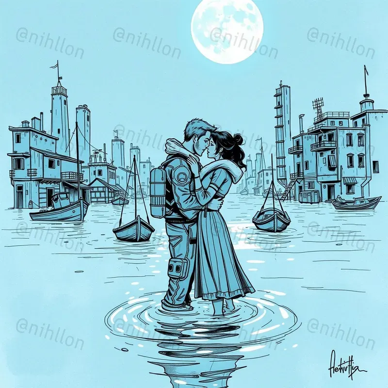 Dystopian Love Handdrawn Art