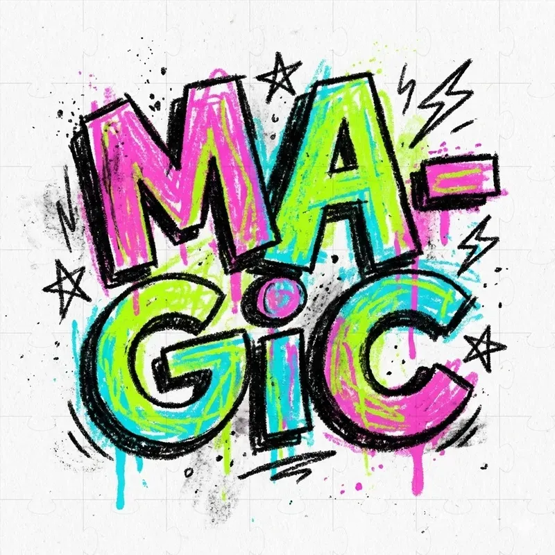 Hand Drawn Neon Crayon Typography