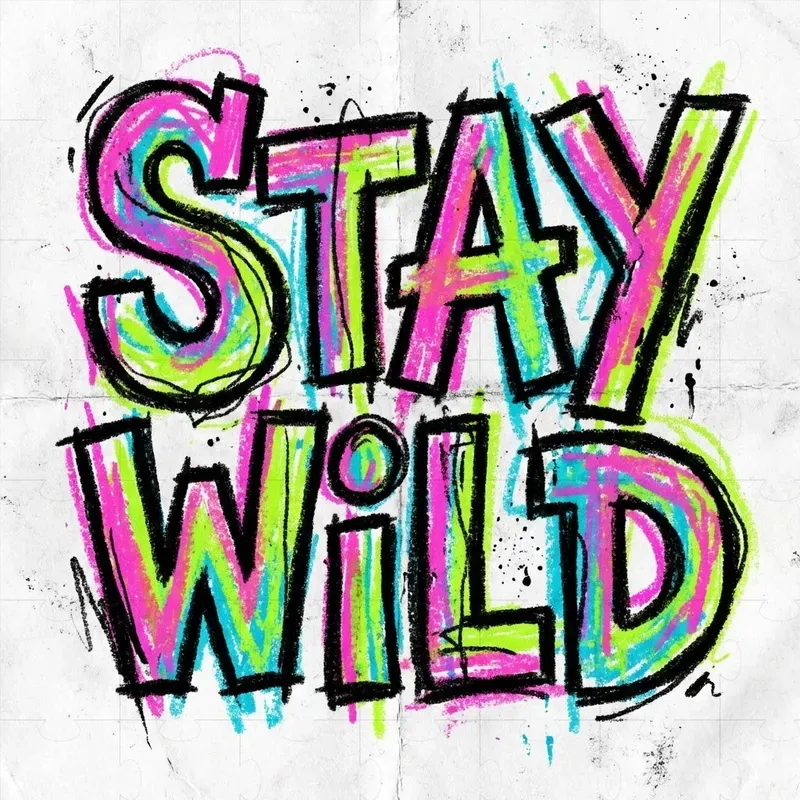 Hand Drawn Neon Crayon Typography