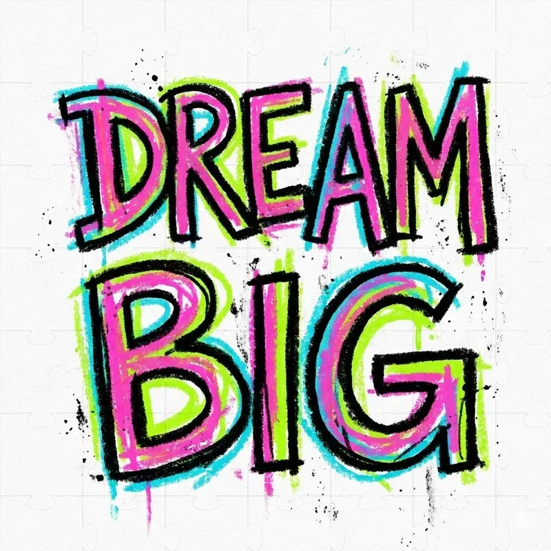 Hand Drawn Neon Crayon Typography