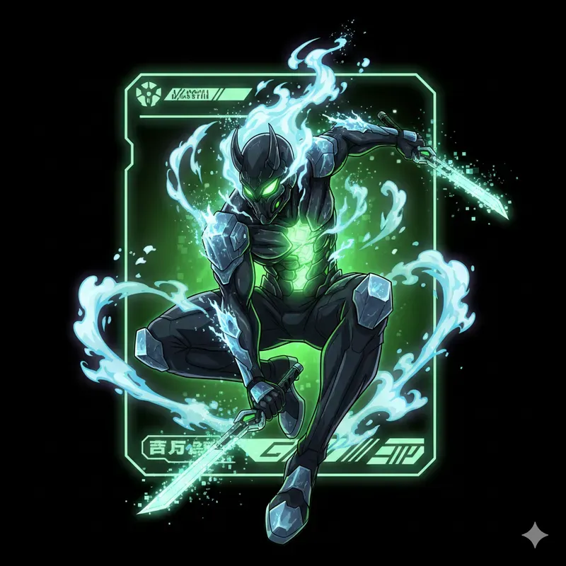 Cyber Ghost Anime Card Illustrations