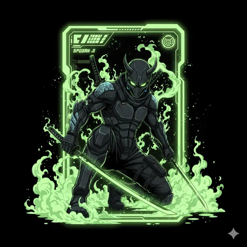 Cyber Ghost Anime Card Illustrations