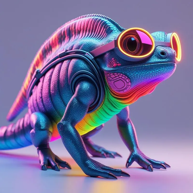 Vibrant 3D Vector Cyberpunk Animals