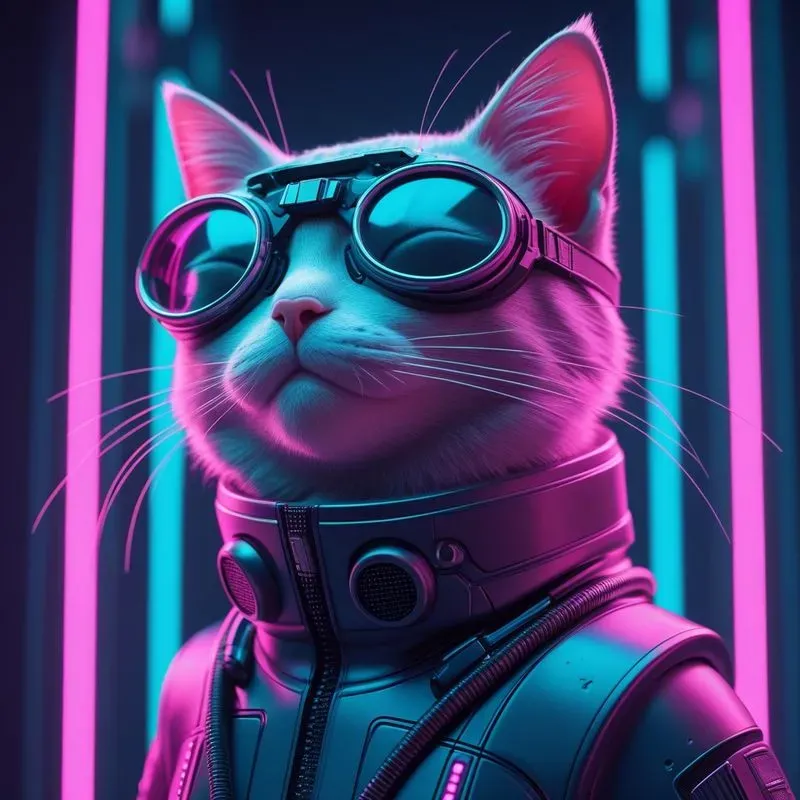 Vibrant 3D Vector Cyberpunk Animals