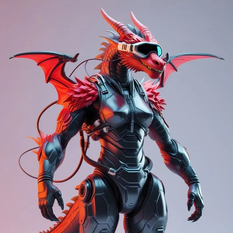 Vibrant 3D Vector Cyberpunk Animals