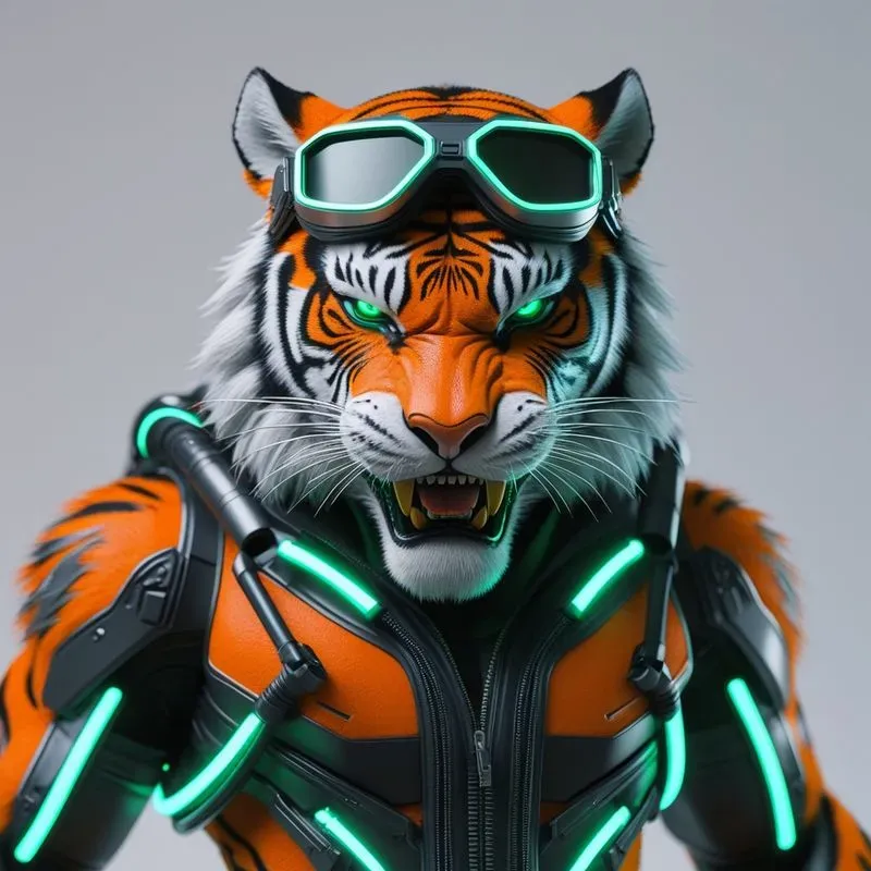 Vibrant 3D Vector Cyberpunk Animals