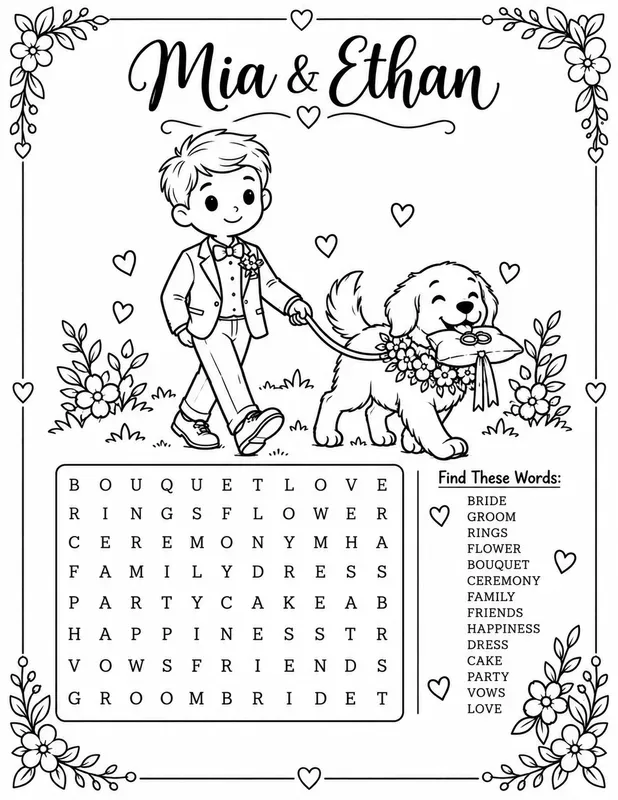 Wedding Kids Activity Coloring Pages