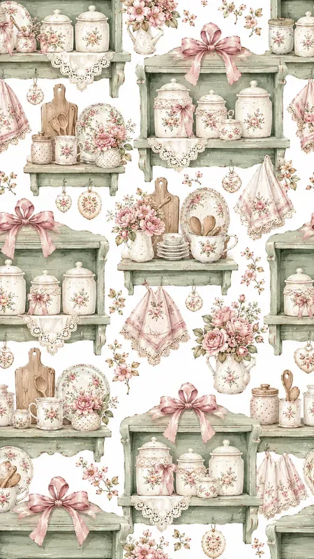 Seamless Shabby Chic Kitchen Wallpapers