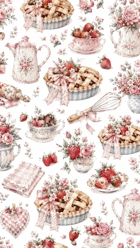 Seamless Shabby Chic Kitchen Wallpapers
