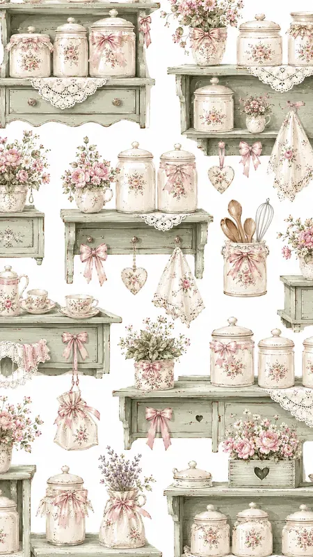 Seamless Shabby Chic Kitchen Wallpapers
