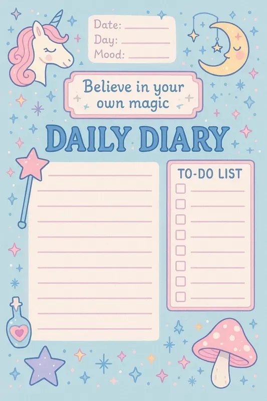 Super Cute Kawaii Daily Diary Pages
