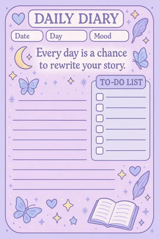 Super Cute Kawaii Daily Diary Pages