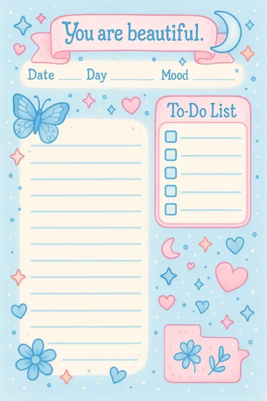 Super Cute Kawaii Daily Diary Pages