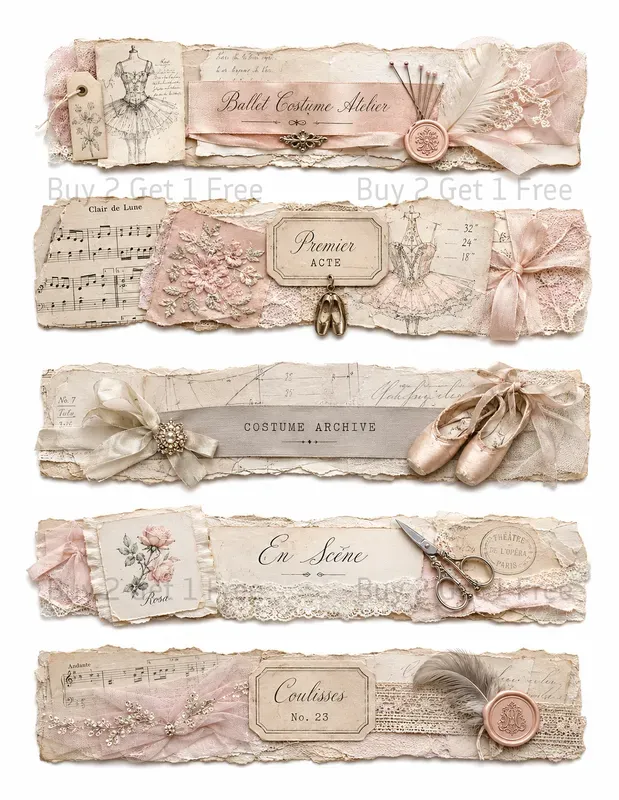 Junk Journal Belly Bands Ephemera Strips