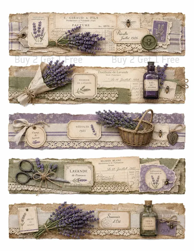 Junk Journal Belly Bands Ephemera Strips