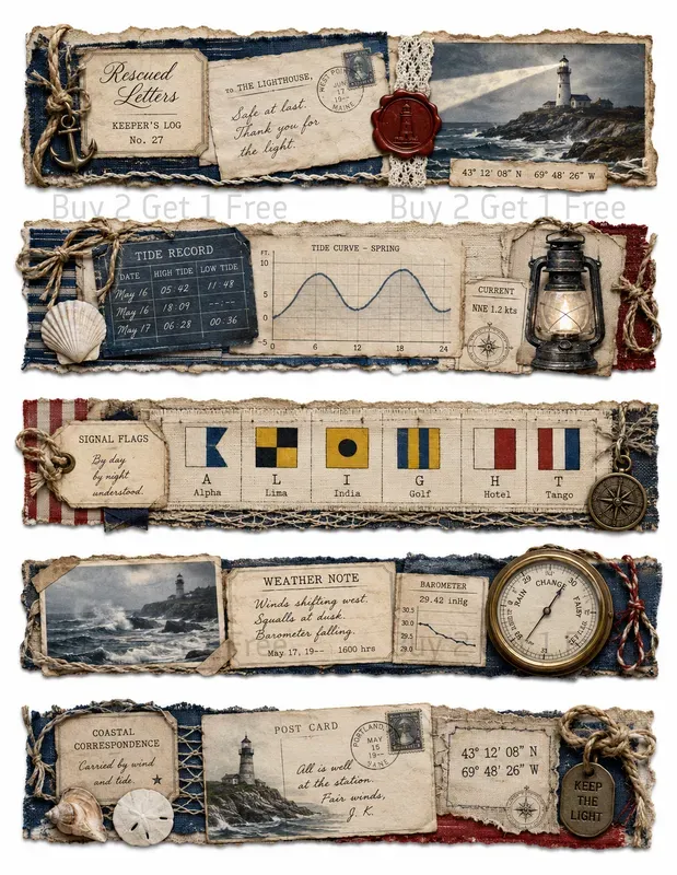 Junk Journal Belly Bands Ephemera Strips