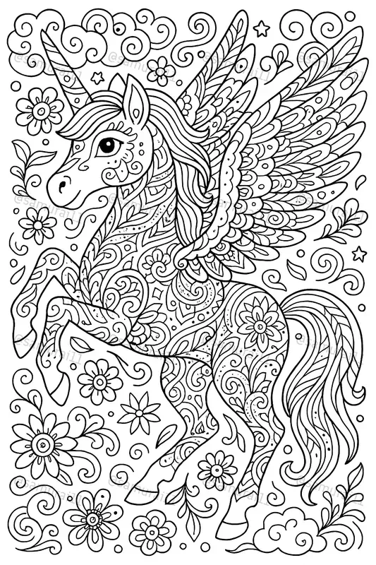 Whimsical Mythical Creatures Coloring
