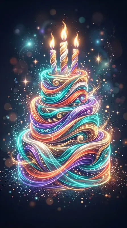 Glowing Birthday Light Wave Illustrations
