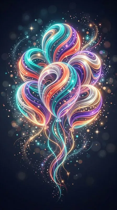 Glowing Birthday Light Wave Illustrations