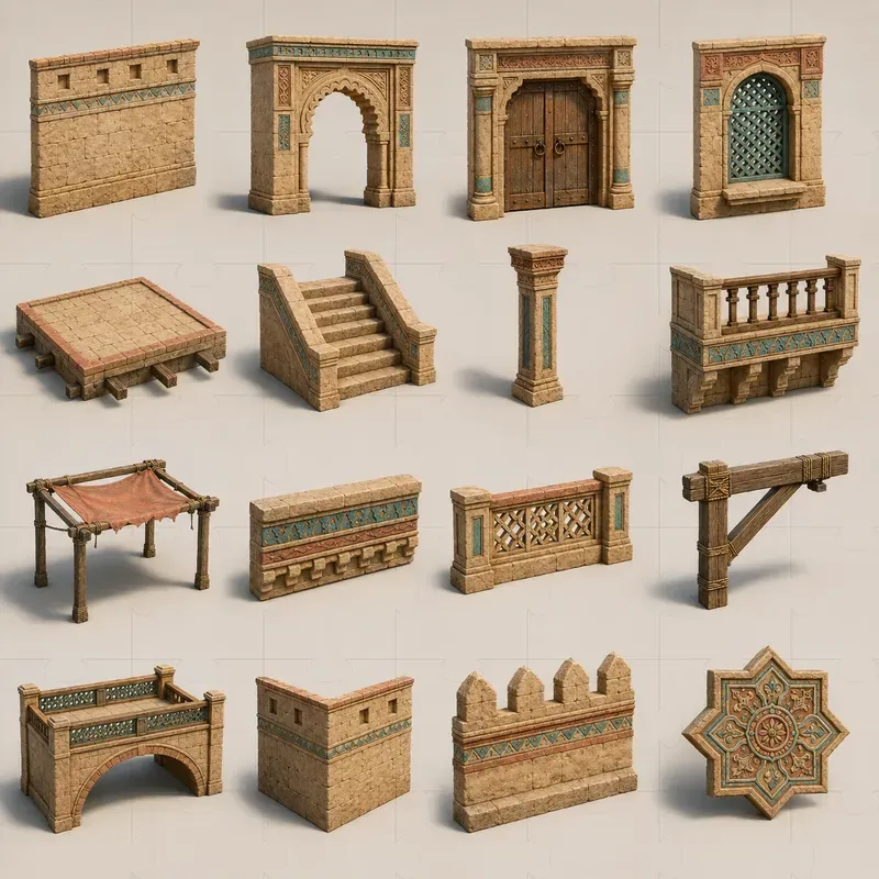 Realistic 3D Game Modular Building Kits