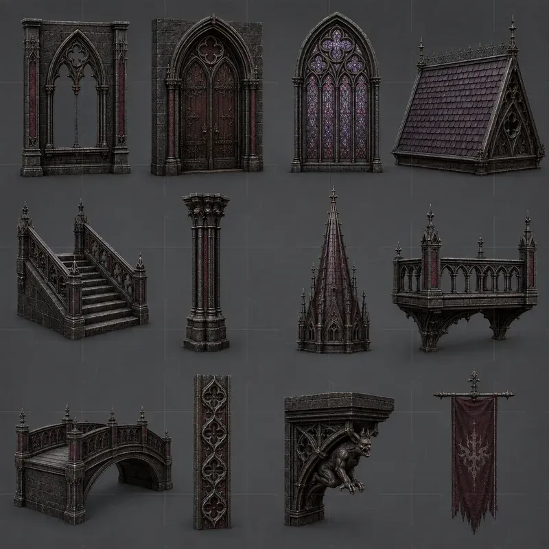 Realistic 3D Game Modular Building Kits